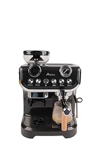 Alivio 2L Bean to Cup Coffee Machine, Automatic Coffee Maker with Grinder and Milk, Professional Espresso Cappuccino Maker for Office Home 1450W (Black)