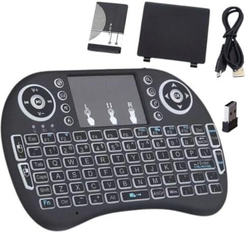 Mini Teclado WiFi Bluetooth Controle Wireless 7 Cores LED Touch Screen ...