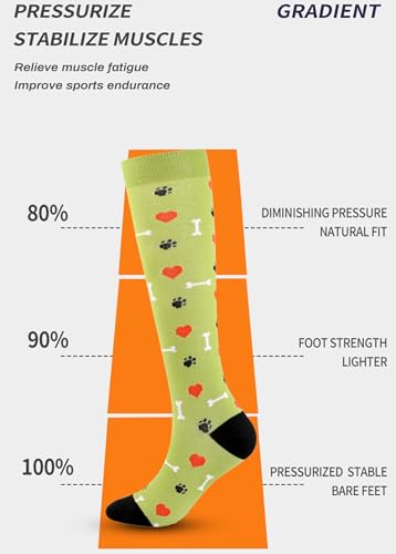 Image of Women's Knee High Compression Socks for Running Work Support Nurses Pregnancy Travel,Colorful Over The Calf Socks,#W402