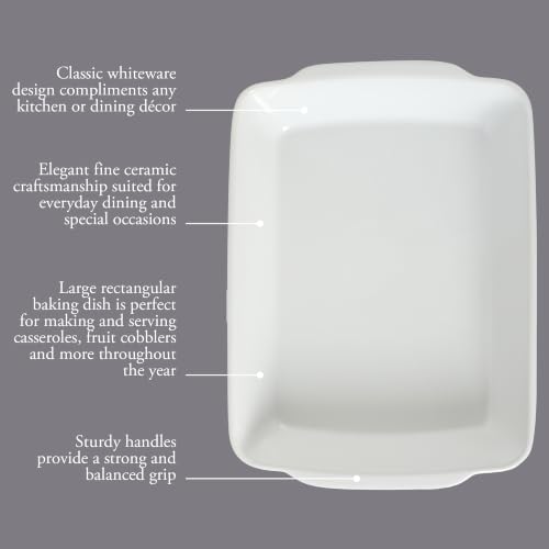 Gibson Home Gracious Dining 2.6-Qt White Stoneware Covered Baking Dish w/Multi-Purpose Lid – 12.7" x 9" Rectangular Oven Safe Casserole, Lasagna & Roasting Baker, Lid Doubles as Serveware or Trivet by Gibson Home - Used condition - Image 3