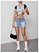 MakeMeChic Women's Ripped Distressed Trim Drop Waist Straight Hem Denim Mini Skirt Blue X-Small