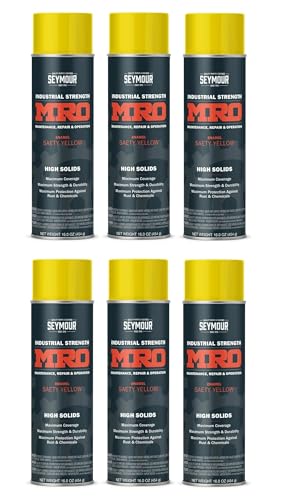 Seymour 620-1419 MRO Industrial-Grade High Solids Spray Paint, Safety Yellow, 16 oz Aerosol Can, Protective Coating for Metal, Wood, Equipment, Tools & Maintenance Applications, 6-Pack