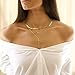 Freekiss Gold Herringbone Necklace, Layered 14K Gold Filled Choker Necklaces, Dainty Snake chain Cuban Link Necklace Set, Simple Gold Jewelry Gifts