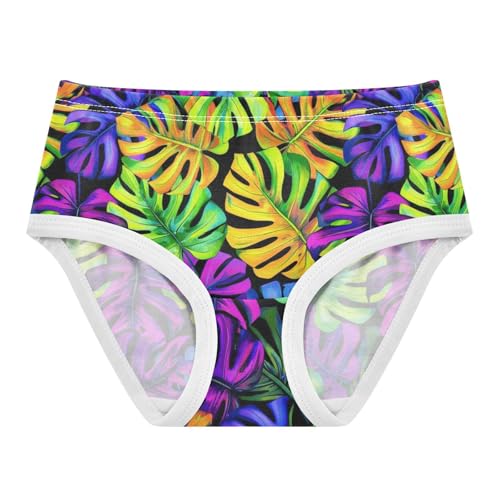 Joisal Toddler Girls Underwear 2t Cotton Little Girl Panties Florals Briefs Undies Kids Vibrant Monstera Leaves
