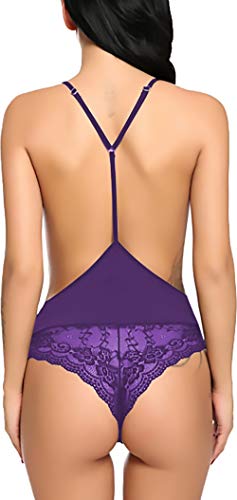 Image of Xs and Os Women Lingerie Polycotton Deep V Neck Lace Nightwear