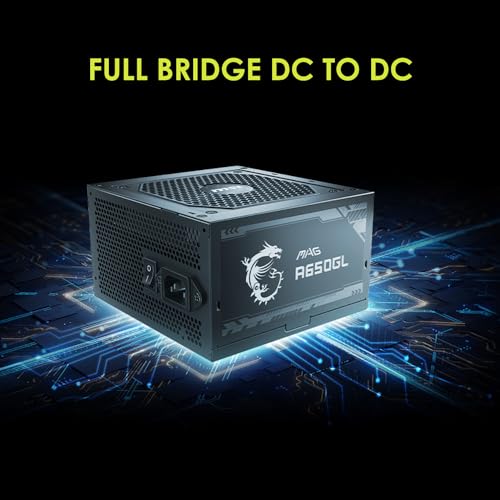 Image of MSI MAG A650GL, Fully Modular Compact Gaming 650W Power Supply, 80+ Gold, ATX PSU, 10 Year Warranty