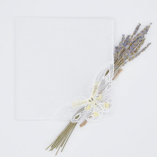 Selectedhanky Women's Cotton Handkerchiefs With Butterfly Lace At Corner, Ladies Hankies 12 Pcs #TOP6