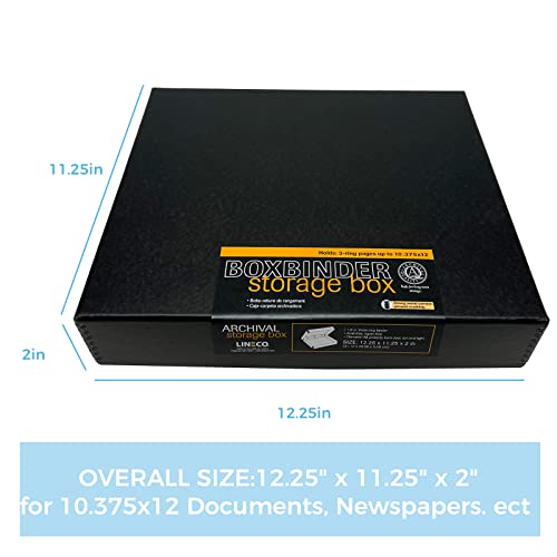 Lineco Lin-733-Bb3D Archival Oversized 3-Ring Album Box With Clamshell Style Lid, 13" X 11-7/16" X 2-3/8", Black #TOP1