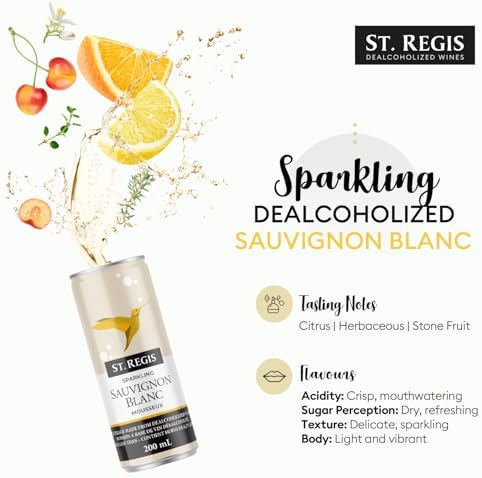 St. Regis Non Alcoholic Sparkling Sauvignon Blanc | Dealcoholized White Wine Alternative | 4 x 200ml Cans — view 2