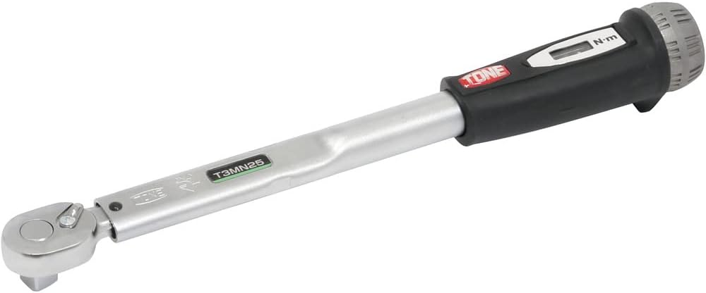 TONE T3MN25 Preset Torque Wrench (Direct Set Type), 0.3 inch (9.5 mm) Drive Angle (3/8 inch), Black, 25 N·m