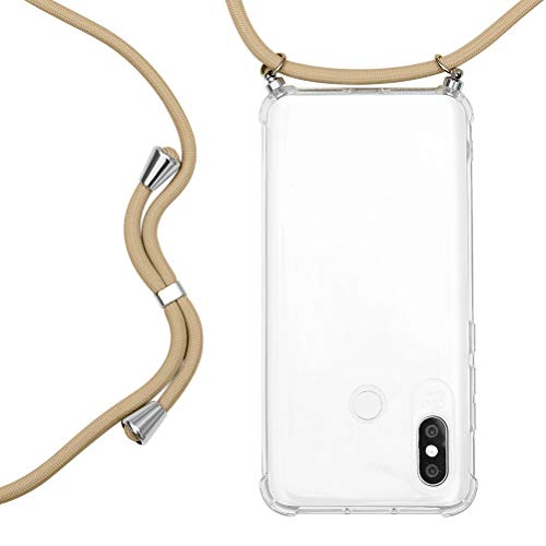 Pnakqil Funda para Xiaomi Redmi Note 8T con Cuerda Carcasa Transparente TPU Silicona Piel Antigolpes Suave con Colgante Ajustable Collar Correa Protectora Case Cover para Xiaomi Redmi Note 8 T, Brown