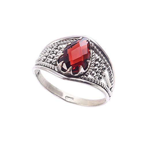Bague en argent de fiançailles grenat bague turque de créateur idée cadeau taille 17