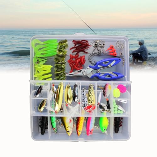 Kit de leurres de pêche pour différents poissons boîte compartimentée 101 pcs - 6