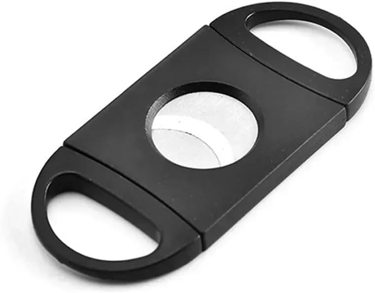 Stainless Steel Cigar Cutter with Built-in Puncher, Double Blade Guillotine, Metal Manual Tool(B)