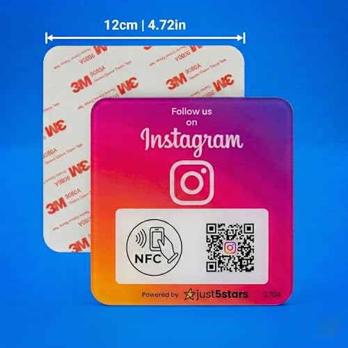 Placa Instagram NFC interactiva compatible con iPhone y Android sin suscripción 2