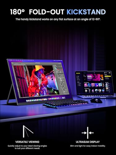 UPERFECT 24.5 Zoll 2K 165Hz QLED Portable Monitor, QHD 500 Nits 125% sRGB – Ansicht 6