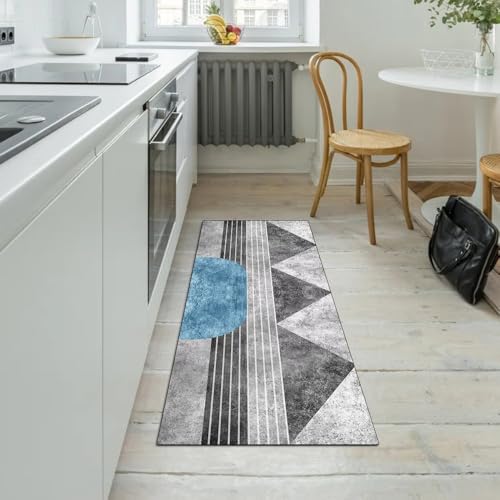 Alfombra de pasillo antideslizante lavable de 90x250 cm gris 5
