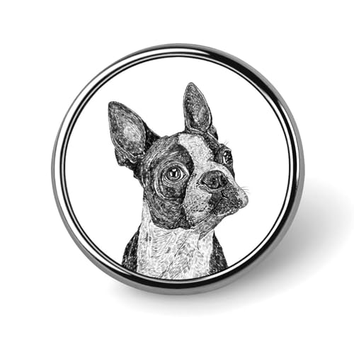 バッジ 円形 徽章 ボストンテリア 犬柄 缶バッジ 胸章 ピンバッチ ボタンブローチ 25mm おしゃれ ネクタイピン コレクション バッグ飾 帽子 胸飾り かばん掛け 工芸品 取付簡単 男女兼用 プレゼント