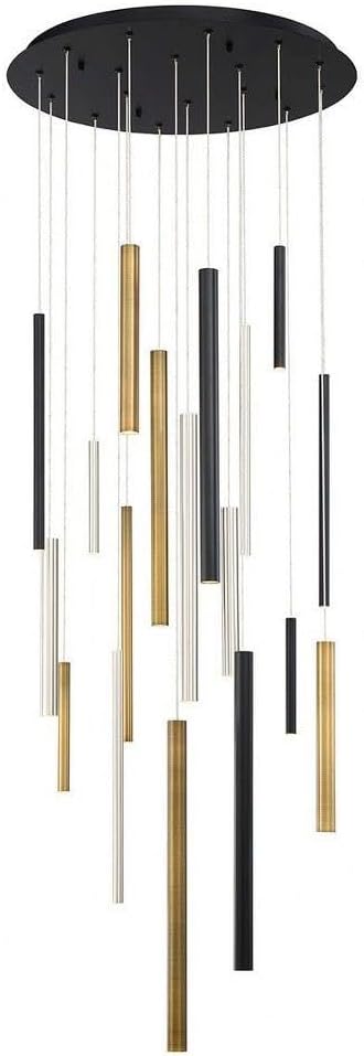 Santana 18 Light Medium Chandelier with Black/Satin Nickel/Antique Brass Finish