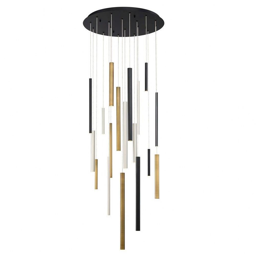EurofaseSantana Chandelier 18 Light-Black/Satin Nickel/Antique Brass Finish