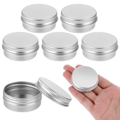 Grevosea 5 Stück Creme Behälter,Tragbar Kleine Metalldose,Kleine Dosen Aluminium Leer Döschen 15ml,Creme Dosen Blechdose Cremedosen Reise für Kosmetik DIY Kerze,Creme,Kosmetik (Silber)(5 Stück)