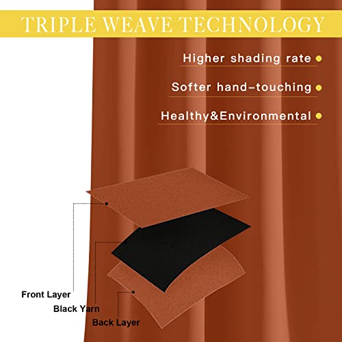 NICETOWN Room Divider Curtain 84 inch Length, Grommet Privacy & Noise Reducing Room Divider Thermal Insulated Window Drape for Sliding Glass Door (1 Panel, Burnt Orange, W80 x L84)