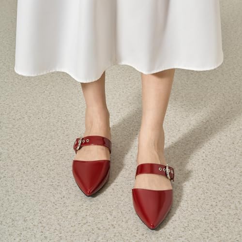 Image of Rekayla Mules for Women Adjustable Strap Pointed Toe Backless Loafer Shoes