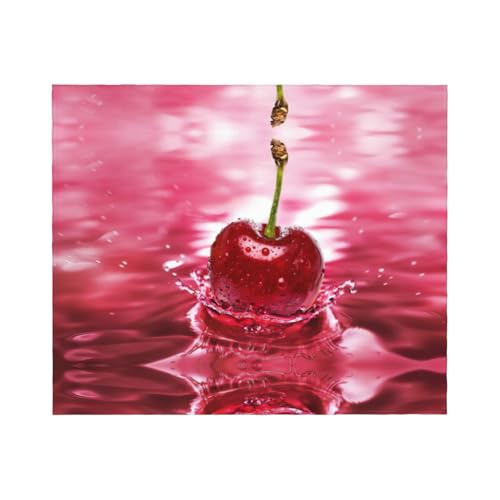 Couverture flanelle anti-transpiration légère motif cerises
