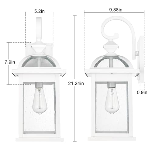 Image of Darkaway 2pcs Outdoor Lights Fixtures Wall Mount, Large 22inch Outdoor Wall Sconce Lights with Seeded Glass Waterproof Outside Exterior Lights Fixture for House Front Porch Entry