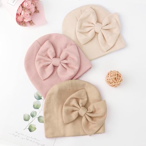 Image of DRESHOW BQUBO 3 Pack Newborn Baby Swaddle Blanket with Hats Infant Adjustable Velcro Swaddling Wraps with Bear Ears Cap for 6-12 Lbs Newborns & 0-3 Months Girls Boys