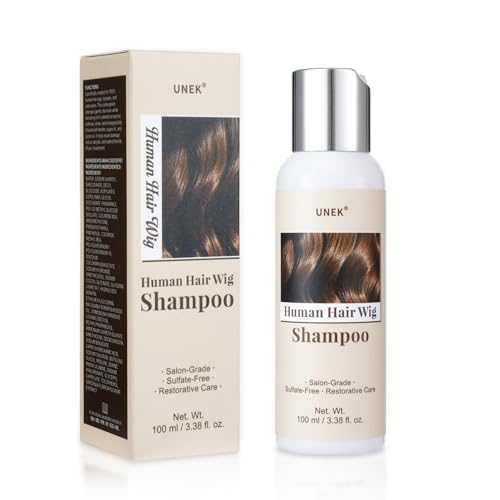 UNEK Champú para extensiones y pelucas de cabello natural: limpia, desenreda y suaviza, aporta brillo y volumen con sensación refrescante, para pelucas, extensiones, uniones y tupés, 100 ml