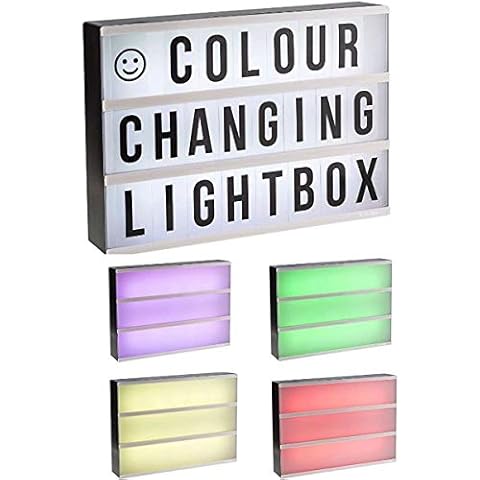 Almineez A4 Colour Changing Cinematic Light Up Box Led Sign Letters Numbers & Symbols - Battery Operated Cover