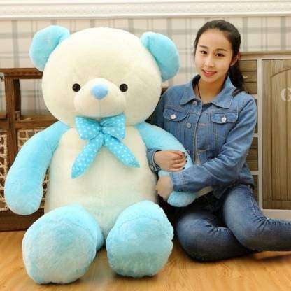 Image of JAI SHREE Soft Plush Teddy Bear for Kids & Girls | Cute Hugable Stuffed Toy with Bow for Birthday, Anniversary & Valentine's Dayt (Blue White, 3 Feet)