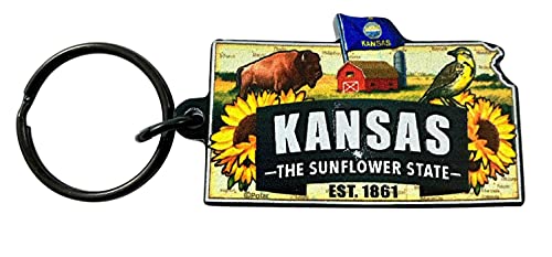 Westmon Works Kansas Keychain Souvenir of the Sunflower State with