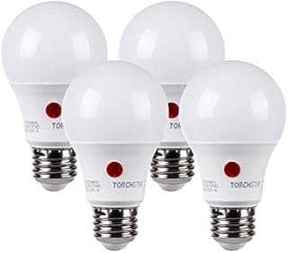 TORCHSTAR Dusk to Dawn Light Bulbs Outdoor, Sensor A19 LED Light Bulb, UL & Energy Star Listed, 9W (60W Eqv.), 800lm, Auto On/Off Photocell Automatic for Outdoor Lighting, 5000K Daylight, Pack of 4