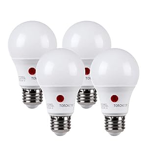 TORCHSTAR 4-Pack Dusk to Dawn LED Light Bulb Outdoor, A19, 5000K