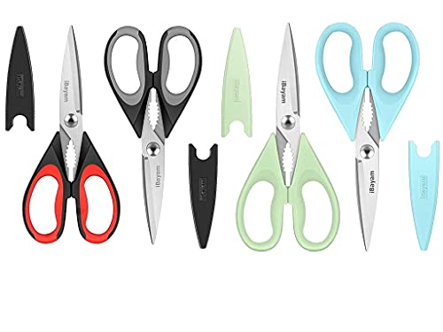 Ibayam 2-Pack Kitchen Scissors Black Red, Black Grey & 2-Pack Kitchen Scissors Light Blue, Pistachio Bulk #TOP29