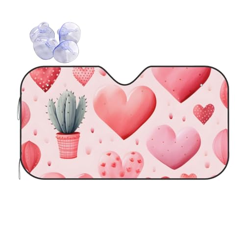 Cubiertas de parabrisas corazones rosados contra el calor extremo en camión y furgoneta
