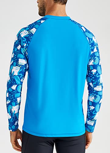 Men's Swim Shirts Long Sleeve Upf 50+ Rash Guard Sun Protection Uv Spf Dry Fit T-Shirts Surf Hiking Fishing Swimming Diving Water Shirts, Blue L #TOP1