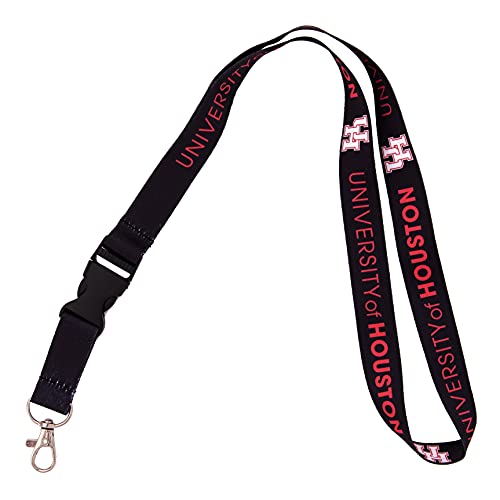 Desert Cactus University of Houston Lanyard Cougars UH Car Keys ID Badge Holder Keychain Detachable Breakaway Snap Buckle (Black)
