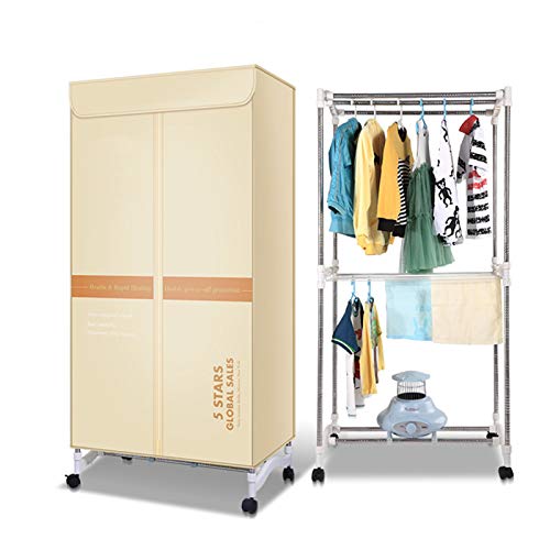 Tragbarer Haushaltstrockner Mit 2 Schichten, Geräuscharmer Heizung/Elektrischer Luftentfeuchter, Timer/Edelstahl-Kleiderstange, Wäschetrockner,