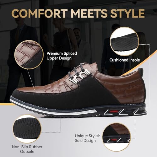 Image of Mens Dress Shoes Casual Business Oxford Derby Orthopedic Leather Shoes Simple Lace-up Walk Loafers Flats Shoes for Men
