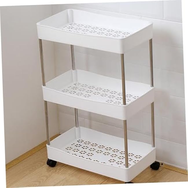 1Pc Multi Storage Shelf with Wheels Versatile Rolling Organizer Rack for Kitchen Bathroom and Living Room Utility Shelf for Easy Mobility and Convenient Storage-nG5WHTai