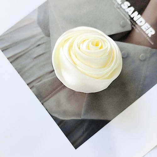 Image of Fabric Rose Flower Brooch Pin for Women Girls Elegant Camellias Clip Corsage Jewelry Wedding Party Dance Banquet Pins for Lady Shirt Collar Clothing Accessories Brooches Fashion Silk Gifts Celebration Favors