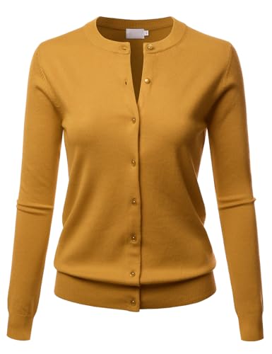 Image of LALABEE Women's Crew Neck Gem Button Long Sleeve Soft Knit Cardigan Sweater