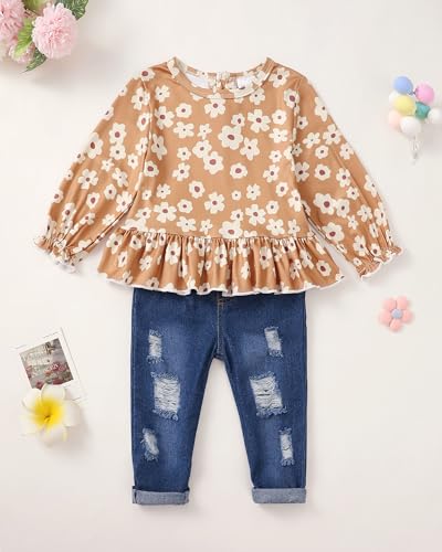 Image of Renotemy Baby Girl Clothes Toddler Girl Clothes Outfits Infant Clothing Jeans Pants Set Cute Clothes Set for Girls