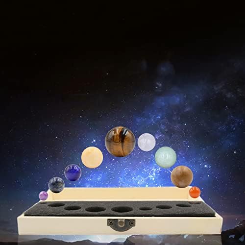 FIYSON Nine Planets Gem Stones Planets Decorations Crystal Gemstones Ball Set Solar System Nine Planets Model Home Desk Decorations Astronomy Gifts for Men Kids Classmates and Astronomy Lovers