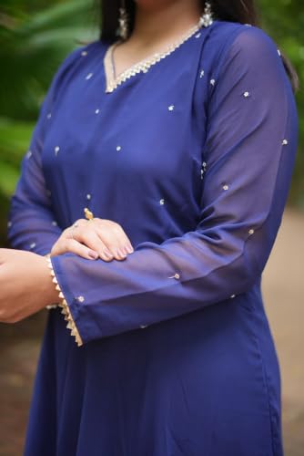 Image of Elegant Fox Georgette Gown with Sequence Work & Moti Lace Dupatta Party & Ethnic for Women