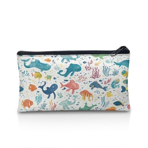 Image of Whale School Pencil Case Aesthetic Big Capacity Pencil Pouch for Preschool Wear Resistant Pen Organizer for Toddlers Lightweight Pen Holder for Boys Girls