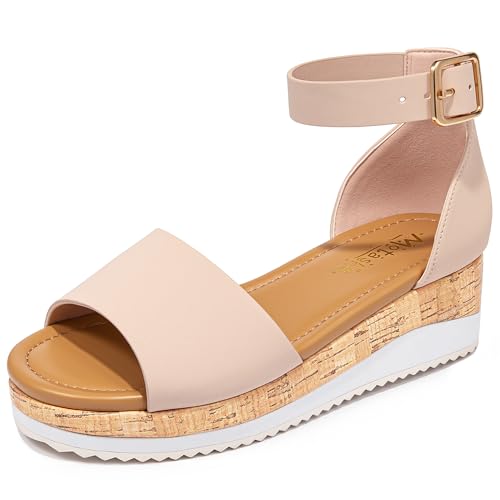 Motasha Girls' Nude Wedge Sandals Size 2